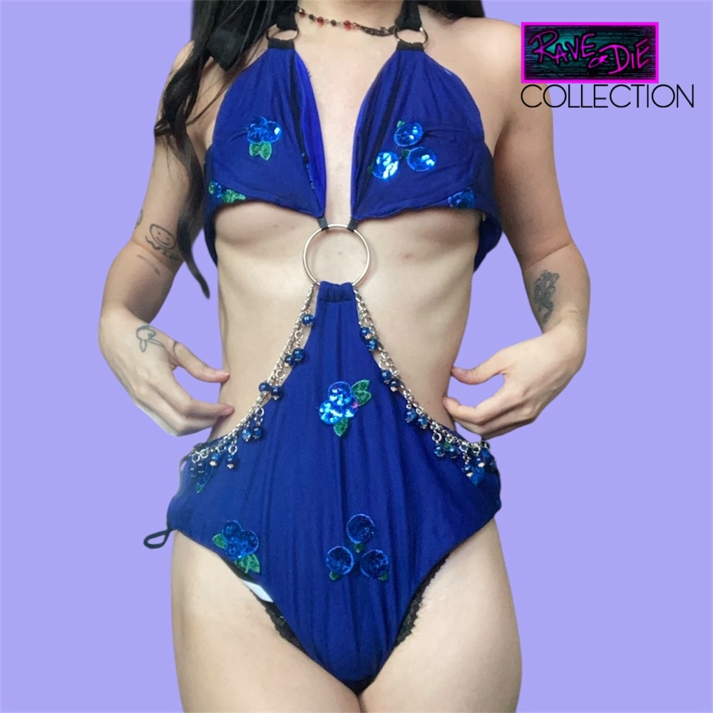 Rave iHeartRaves Blueberry Pop Bodysuit with Chains